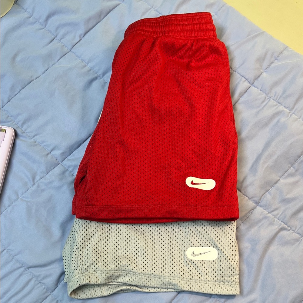 Nike Kids Red and Light Gray Shorts youth Medium